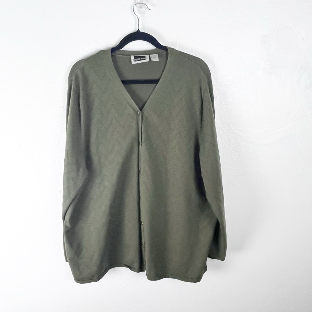 MAGGIE BARNES Sage Green Knit Long Sleeves Button Cardigan Size 3X Casual Office